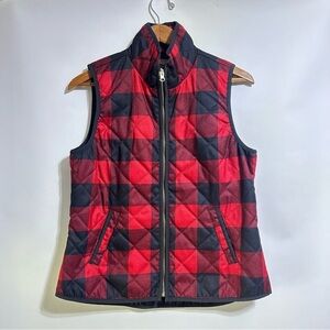 Old Navy red black buffalo plaid checked quilted lightweight vest